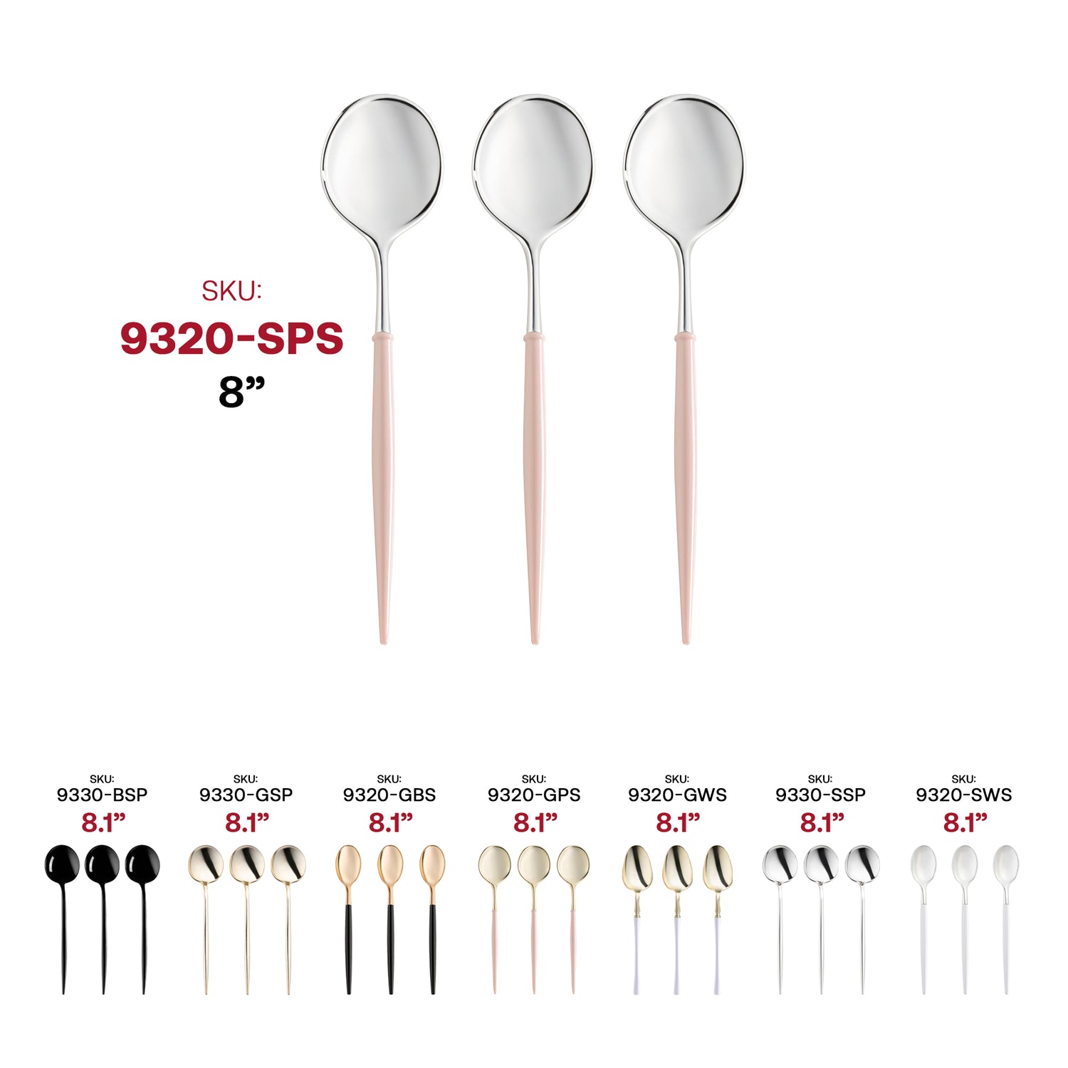 Silver with Pink Handle Moderno Disposable Plastic Dinner Spoons SKU | The Kaya Collection