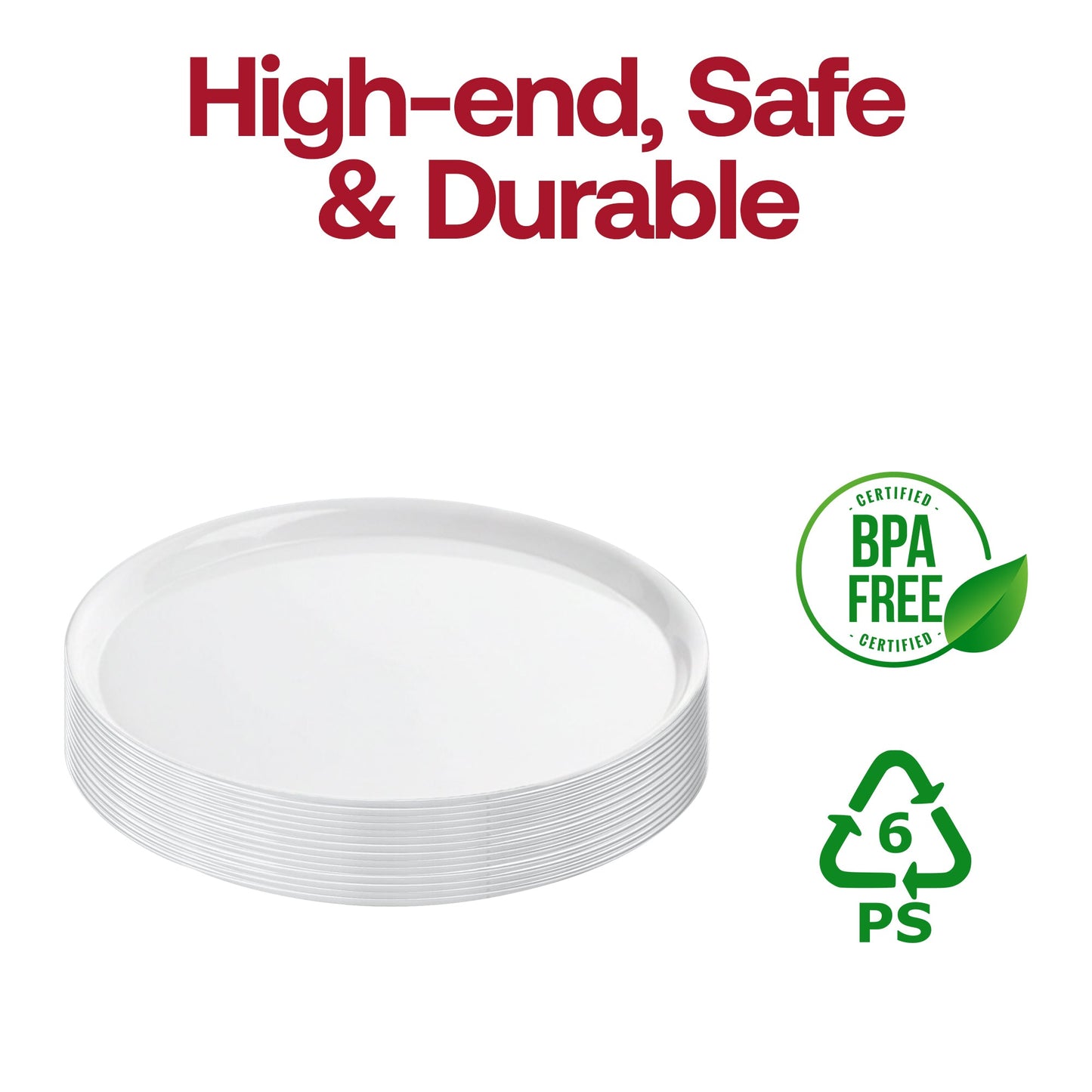12" White Round Plastic Trays
