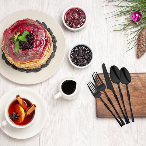 Solid Black Moderno Plastic Dessert Forks