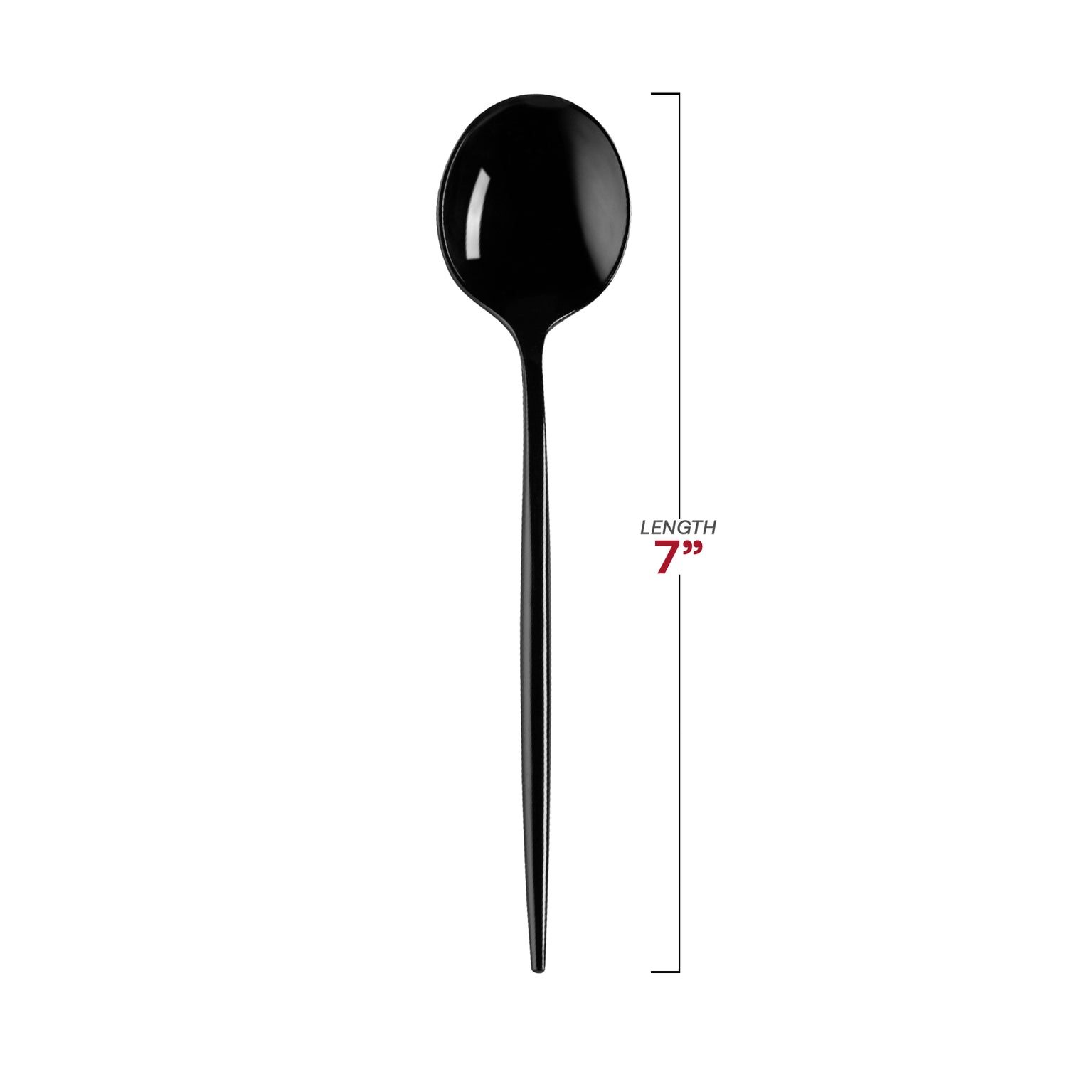Solid Black Moderno Disposable Plastic Dessert Spoons Dimension | The Kaya Collection