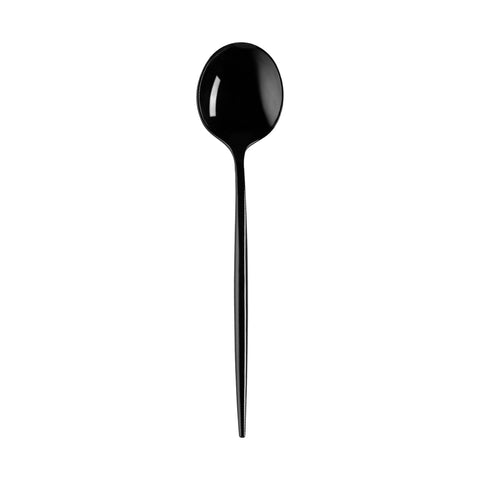 Solid Black Moderno Disposable Plastic Dessert Spoons Main | The Kaya Collection