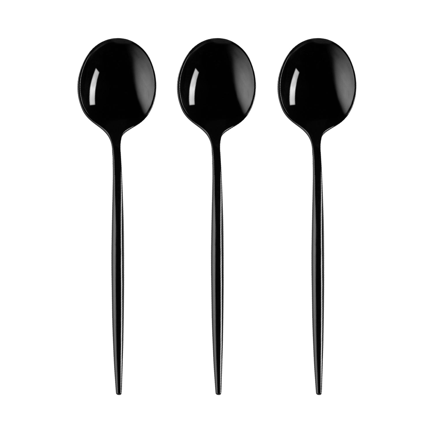 Solid Black Moderno Disposable Plastic Dessert Spoons Secondary | The Kaya Collection