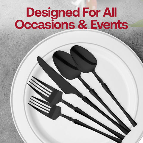 Solid Black Moderno Plastic Dinner Forks