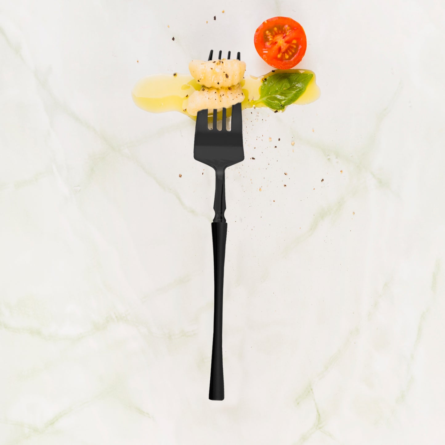 Solid Black Moderno Plastic Dinner Forks