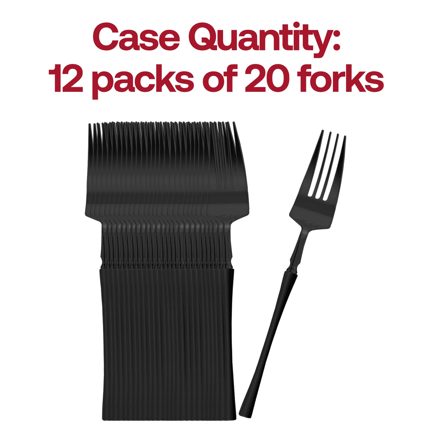 Solid Black Moderno Plastic Dinner Forks