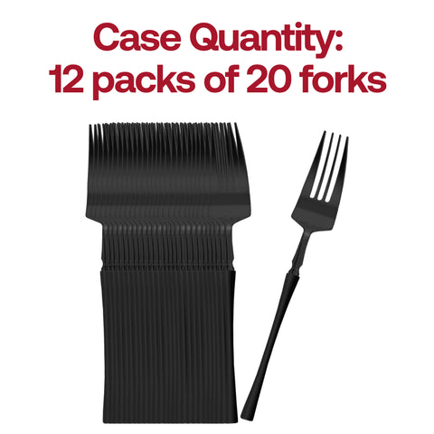Solid Black Moderno Plastic Dinner Forks