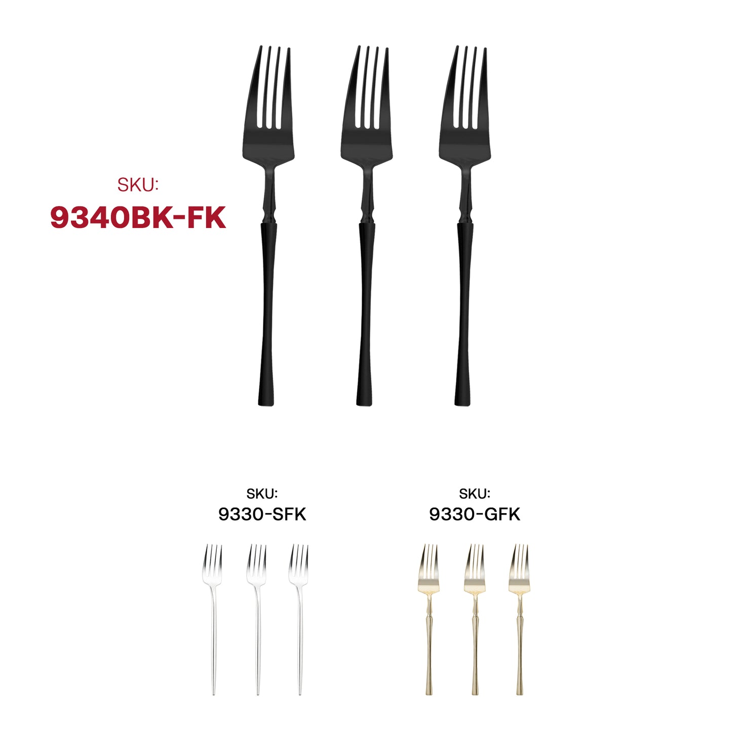 Solid Black Moderno Plastic Dinner Forks