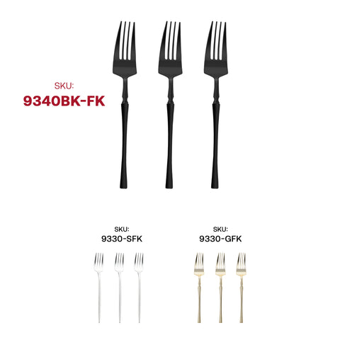 Solid Black Moderno Plastic Dinner Forks