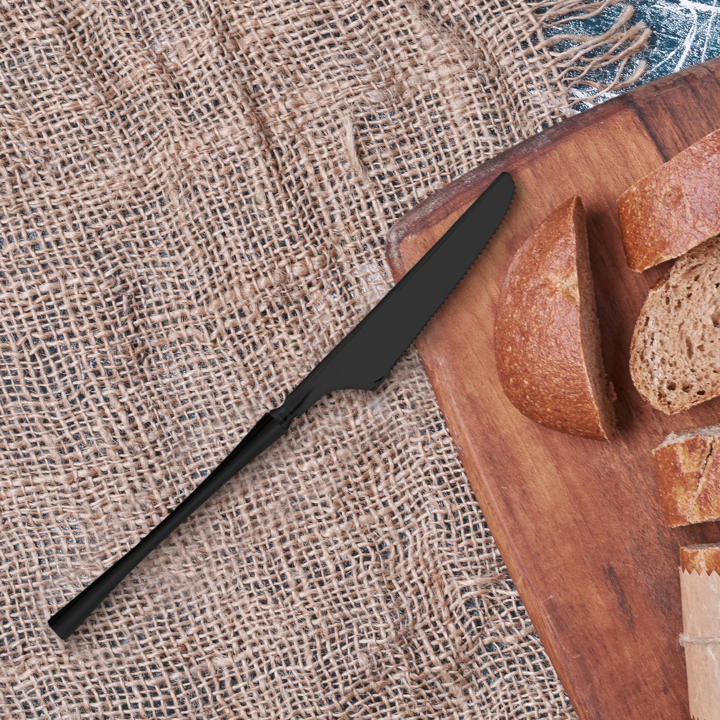 Solid Black Moderno Plastic Dinner Knives