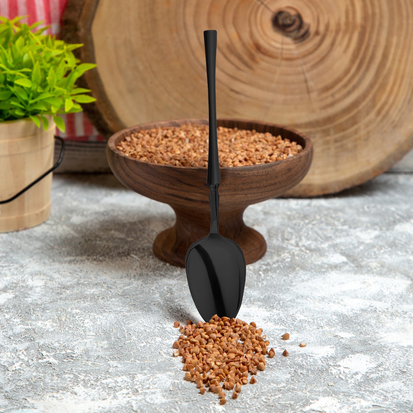 Solid Black Moderno Plastic Dinner Spoons