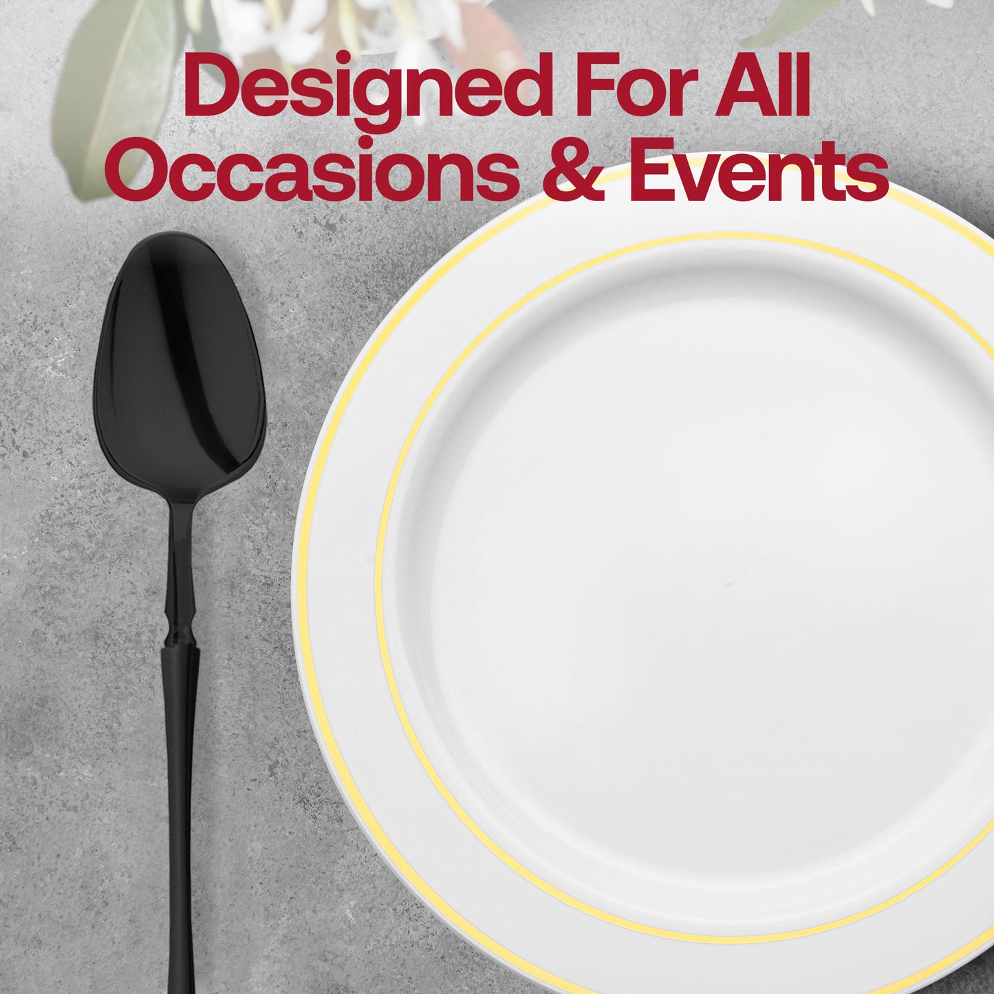 Solid Black Moderno Plastic Dinner Spoons