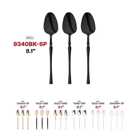 Solid Black Moderno Plastic Dinner Spoons