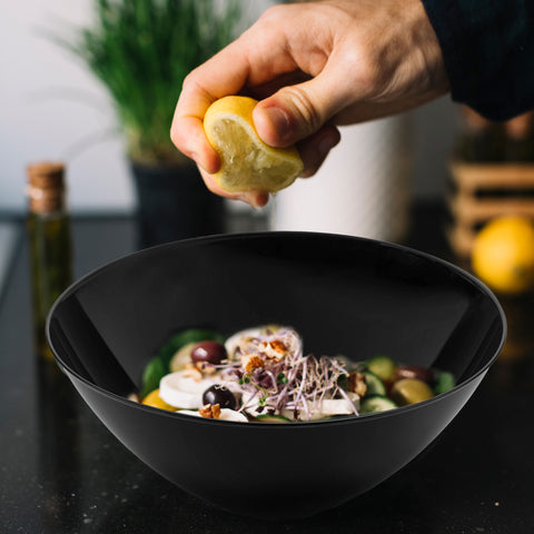Solid Black Organic Round Plastic Bowls (100 oz.)