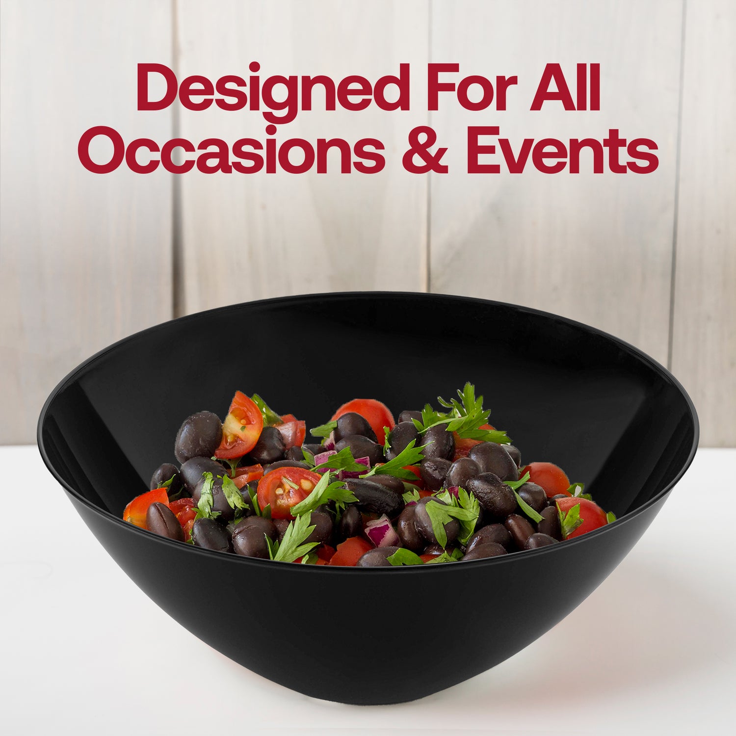 Solid Black Organic Round Disposable Plastic Bowls (32 oz.) Lifestyle | The Kaya Collection