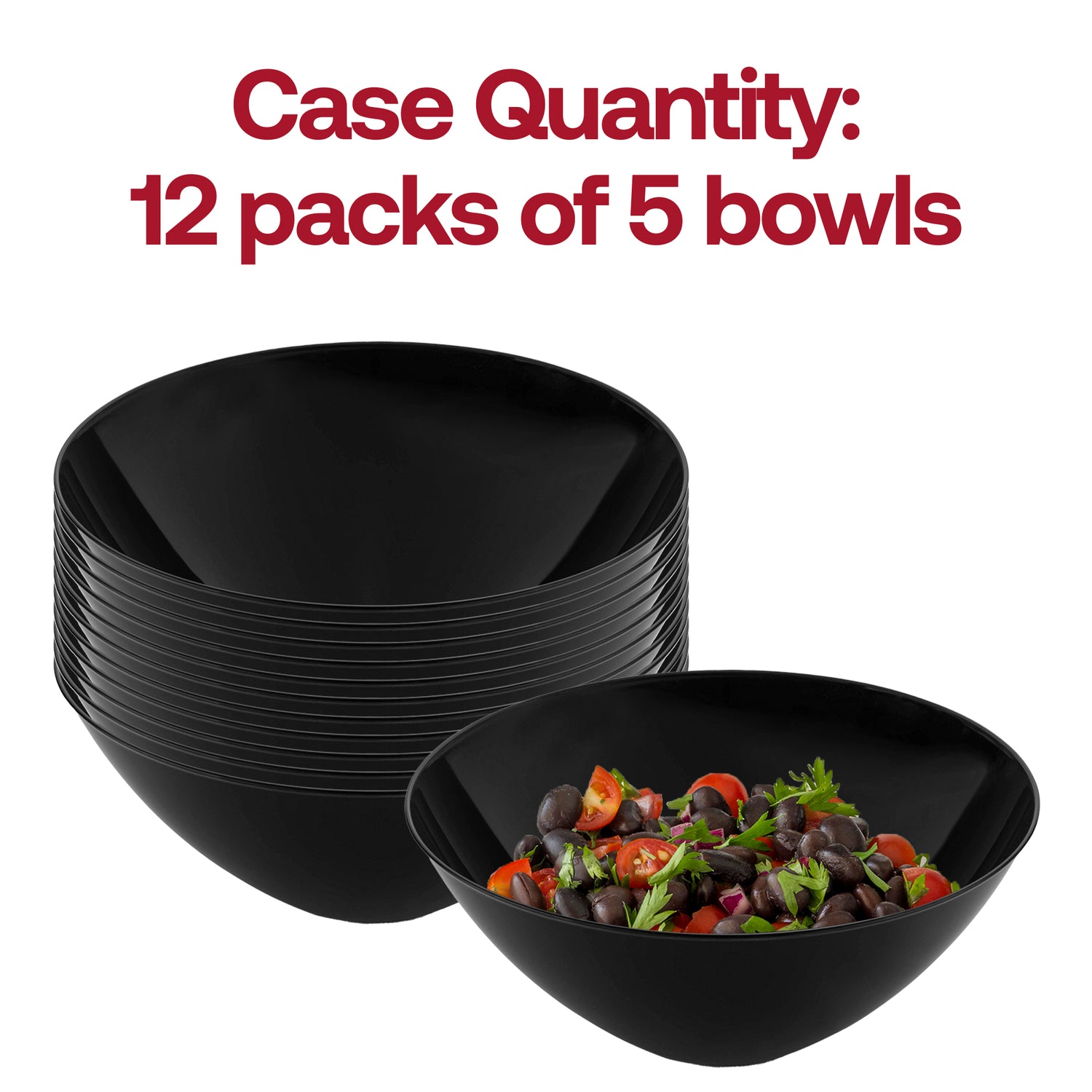 Solid Black Organic Round Disposable Plastic Bowls (32 oz.) Quantity | The Kaya Collection