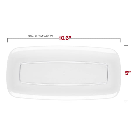 Solid Clear Flat Raised Edge Rectangular Plastic Plates (10.6