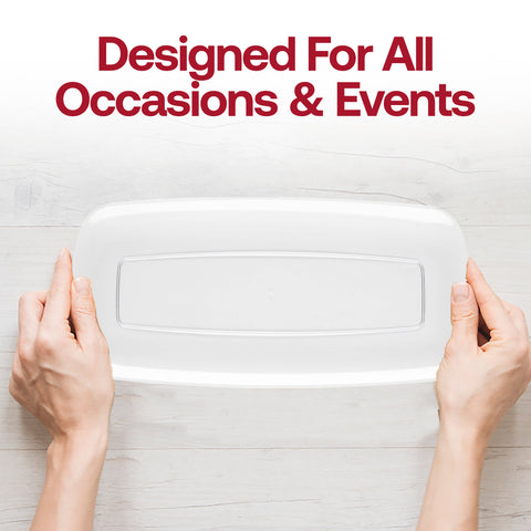 Solid Clear Flat Raised Edge Rectangular Plastic Plates (10.6