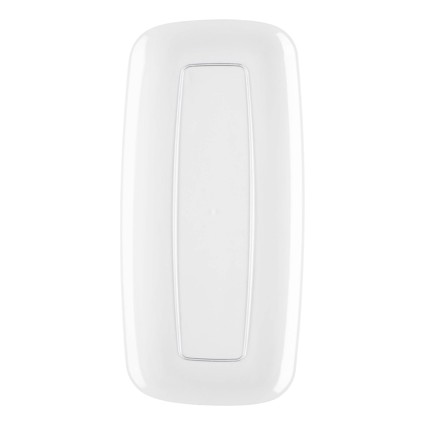 Solid Clear Flat Raised Edge Rectangular Plastic Plates (10.6" x 5")