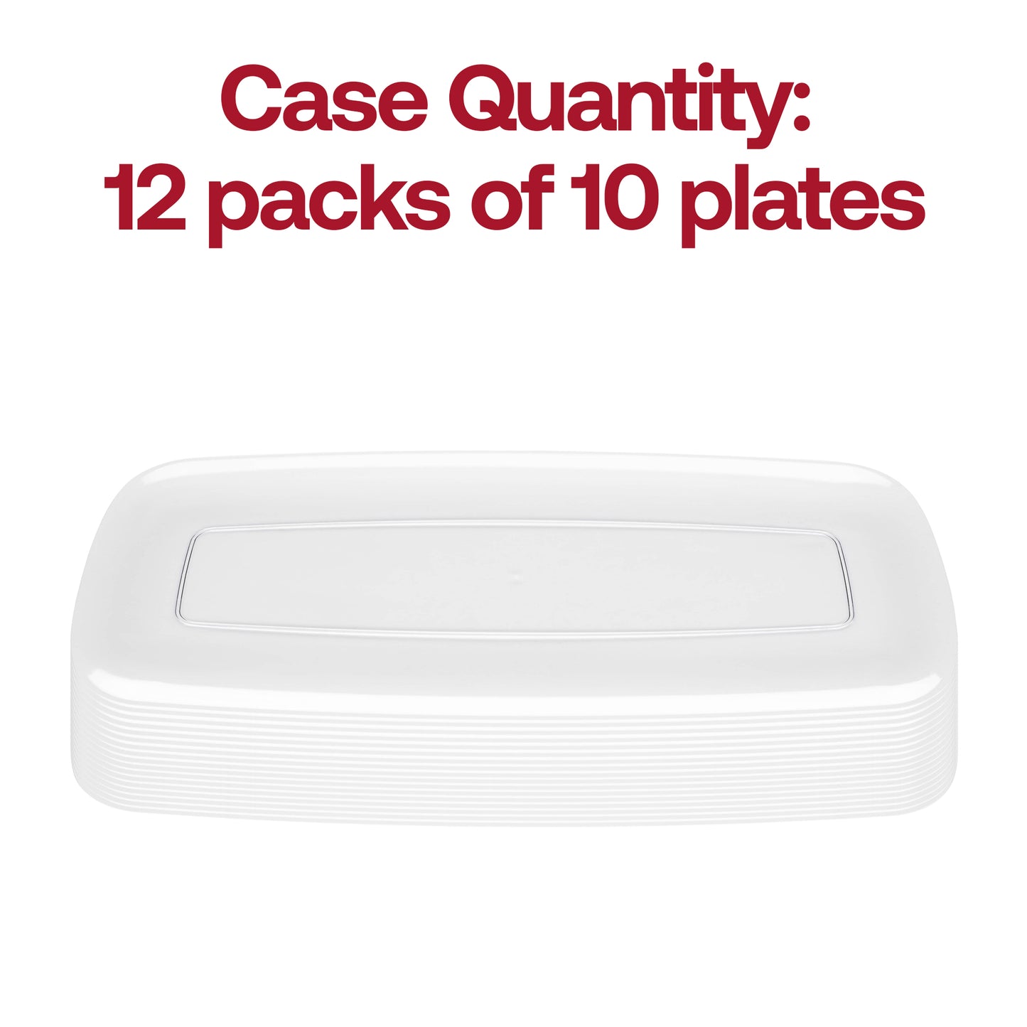 Solid Clear Flat Raised Edge Rectangular Plastic Plates (10.6" x 5")