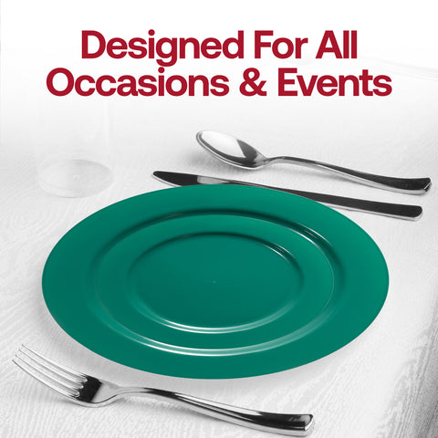 Solid Green Holiday Round Disposable Plastic Salad Plates (7.5