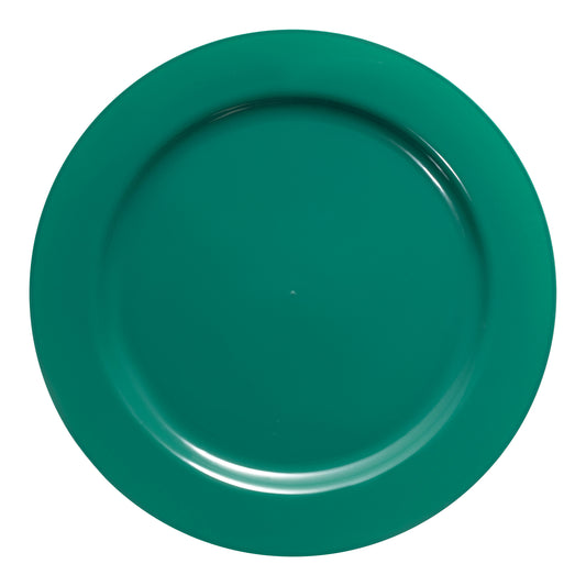 Solid Green Holiday Round Disposable Plastic Salad Plates | The Kaya Collection