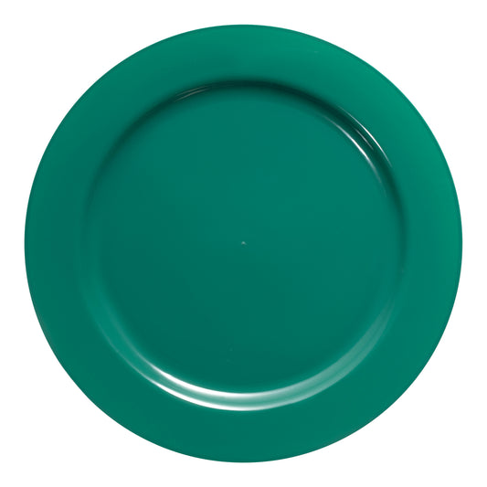 Solid Green Holiday Round Disposable Plastic Salad Plates (7.5") | The Kaya Collection