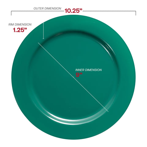 Solid Green Holiday Round Disposable Plastic Dinner Plates (10.25