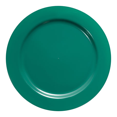 Solid Green Holiday Round Disposable Plastic Dinner Plates (10.25
