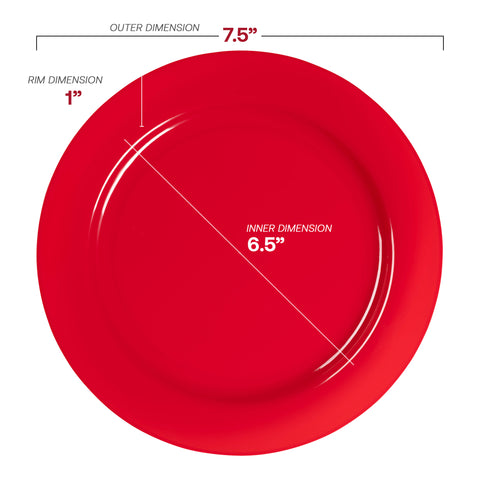 Solid Red Holiday Round Disposable Plastic Appetizer/Salad Plates (7.5