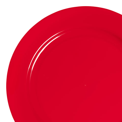 Solid Red Holiday Round Disposable Plastic Appetizer/Salad Plates (7.5
