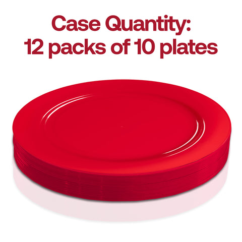 Solid Red Holiday Round Disposable Plastic Appetizer/Salad Plates (7.5