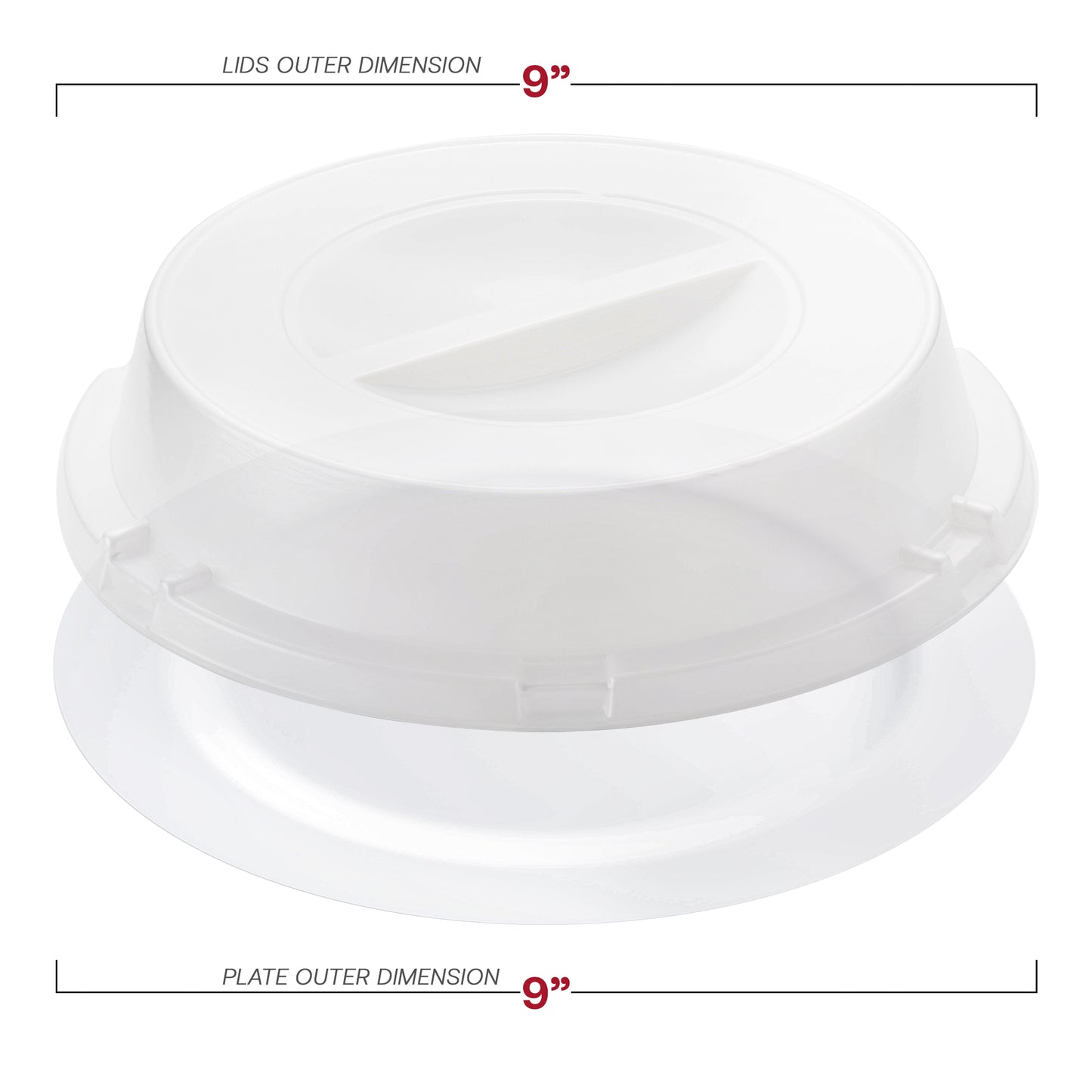 9" Solid White Plastic Buffet Plates with Clear Dome Lids
