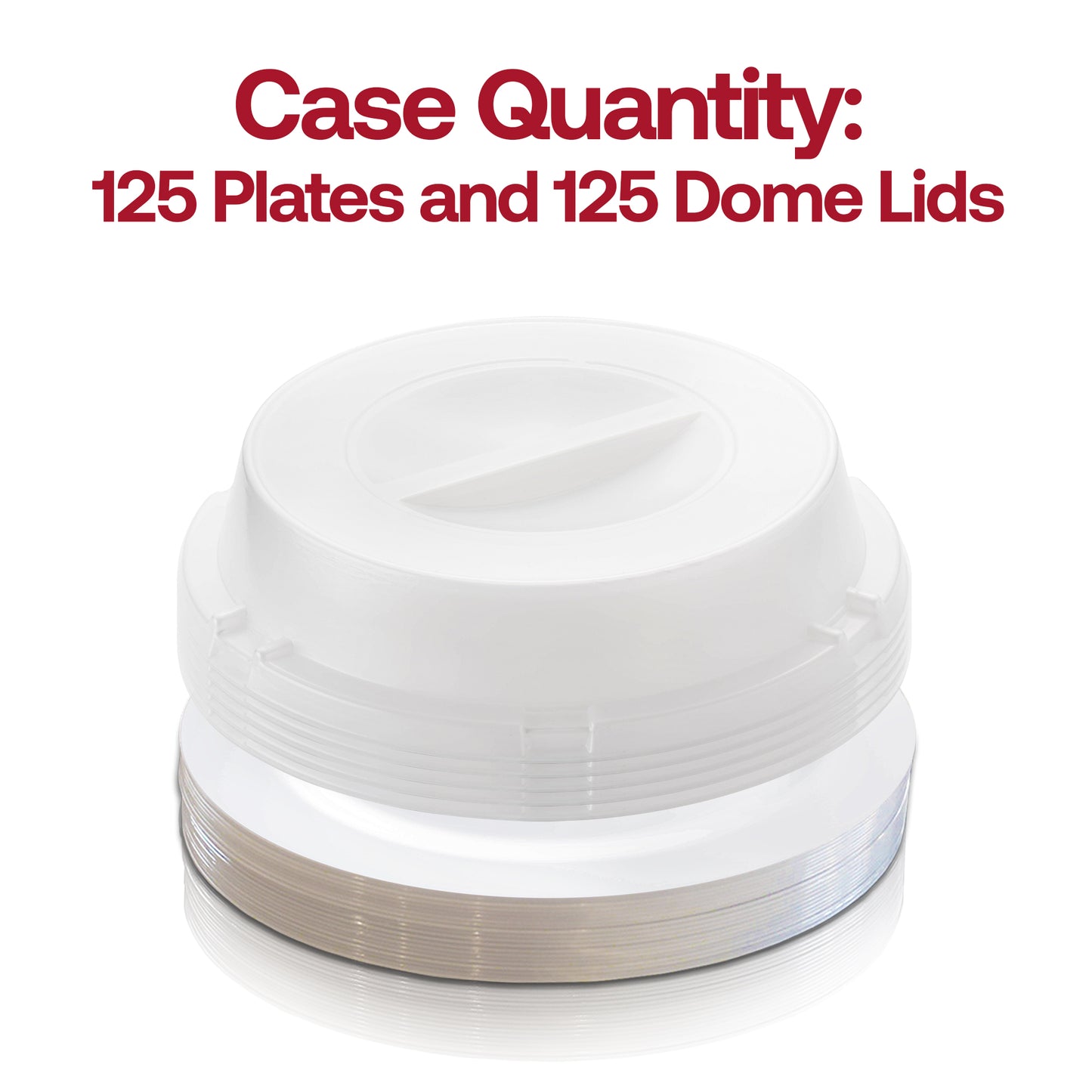 9" Solid White Plastic Buffet Plates with Clear Dome Lids
