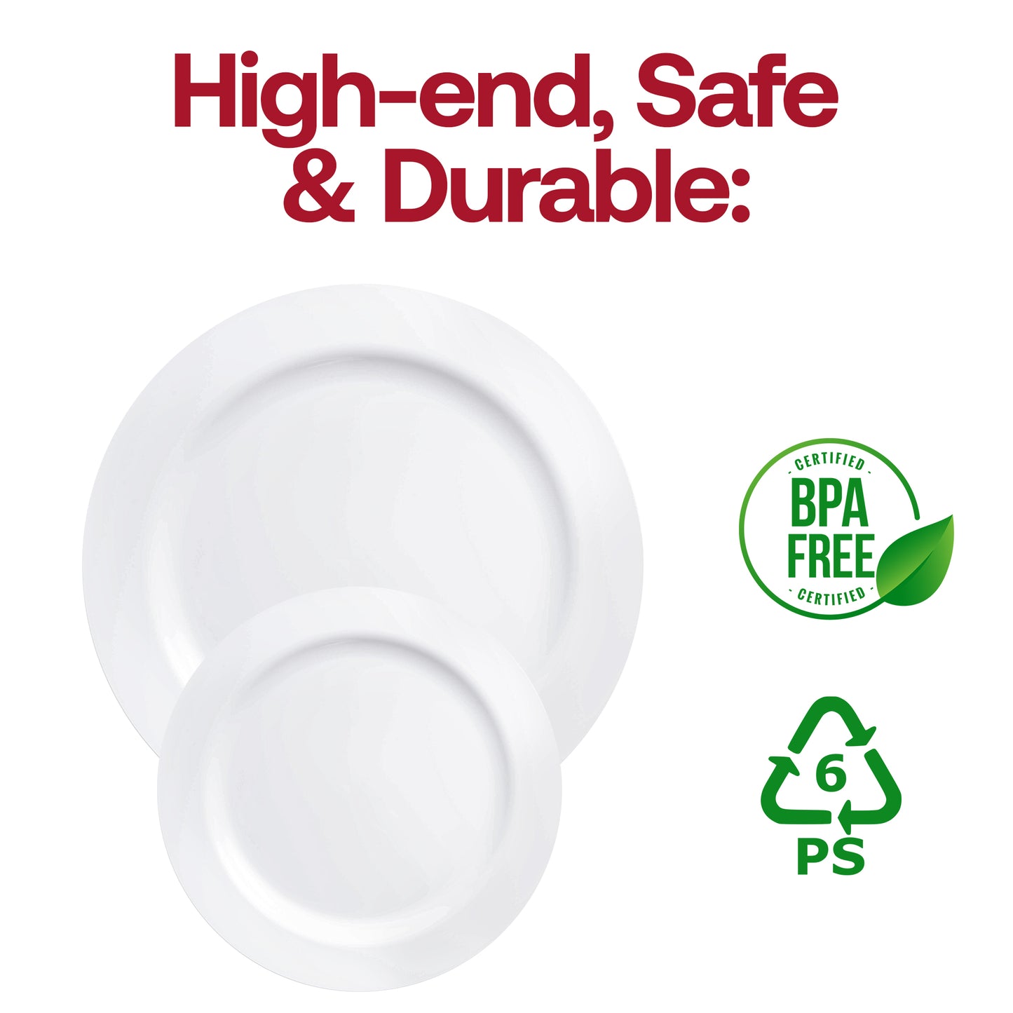 Solid White Economy Round Disposable Plastic Buffet Plates (9") BPA | The Kaya Collection