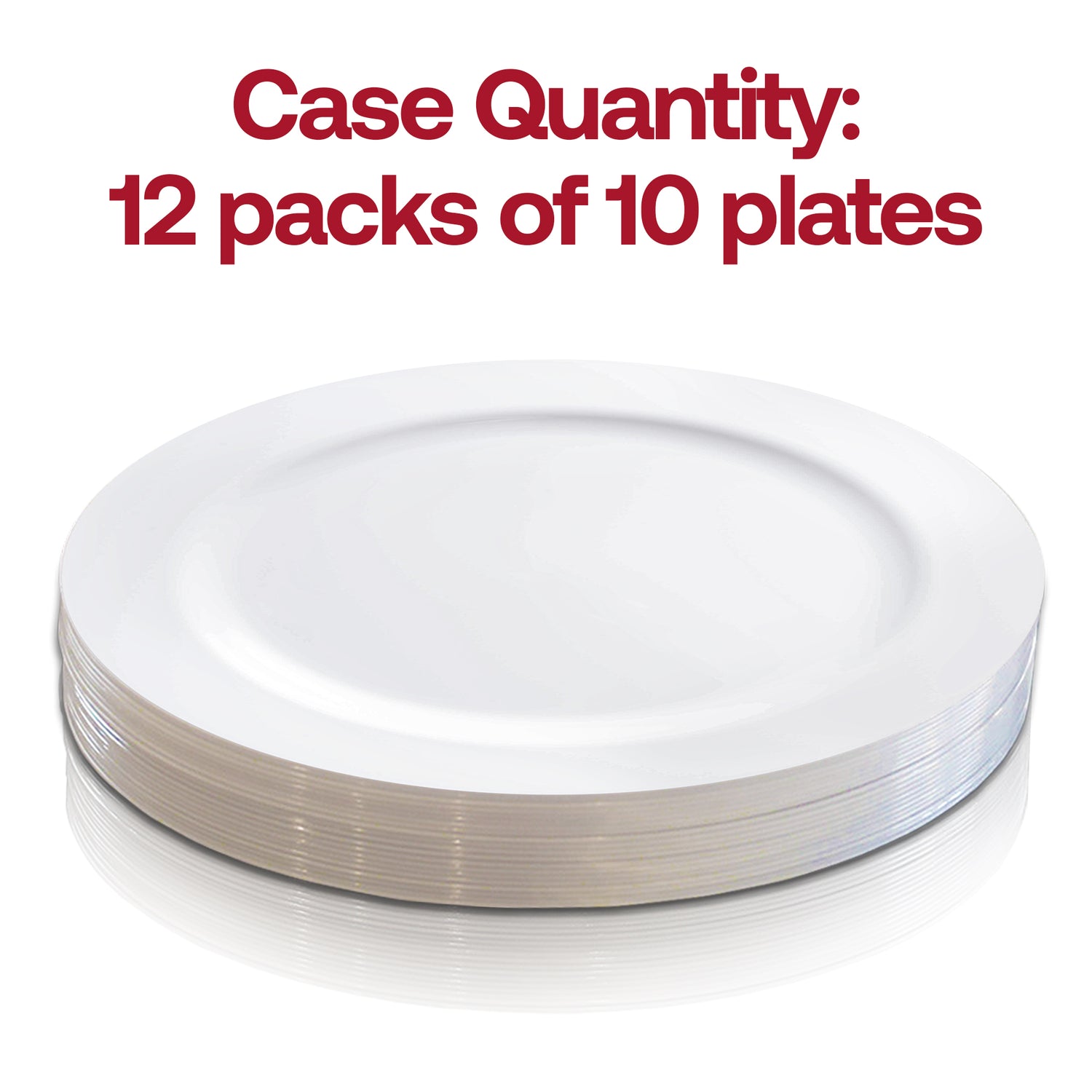 Solid White Economy Round Disposable Plastic Buffet Plates (9") Quantity | The Kaya Collection