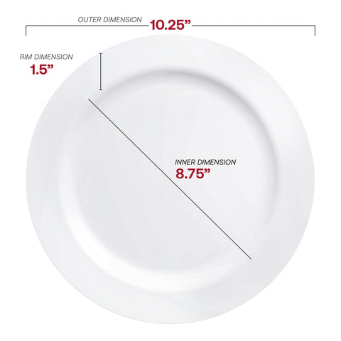 Solid White Economy Round Disposable Plastic Dinner Plates (10.25