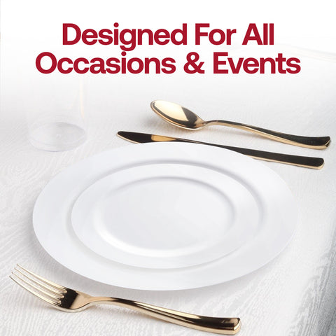 Solid White Economy Round Disposable Plastic Dinner Plates (10.25