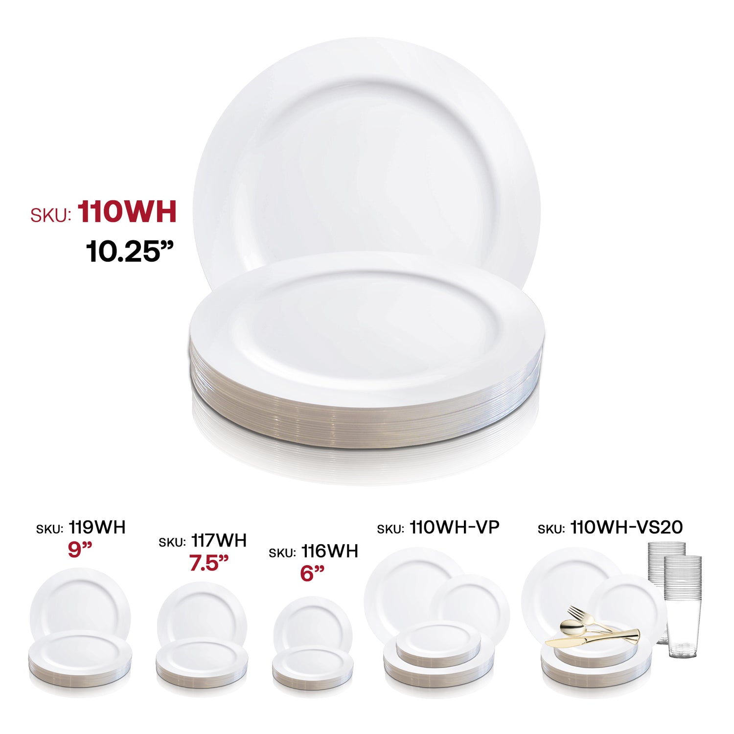 Solid White Economy Round Disposable Plastic Dinner Plates (10.25") SKU | The Kaya Collection