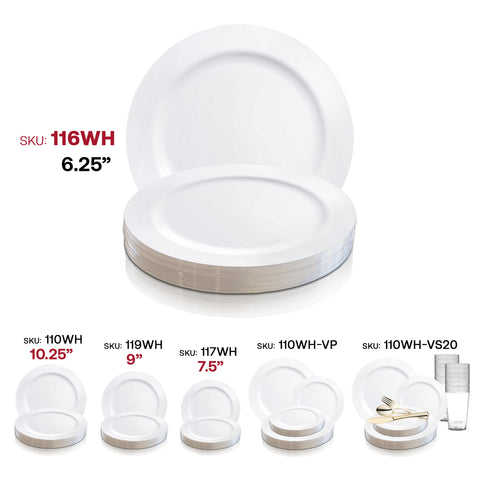 Solid White Economy Round Disposable Plastic Pastry Plates (6.25