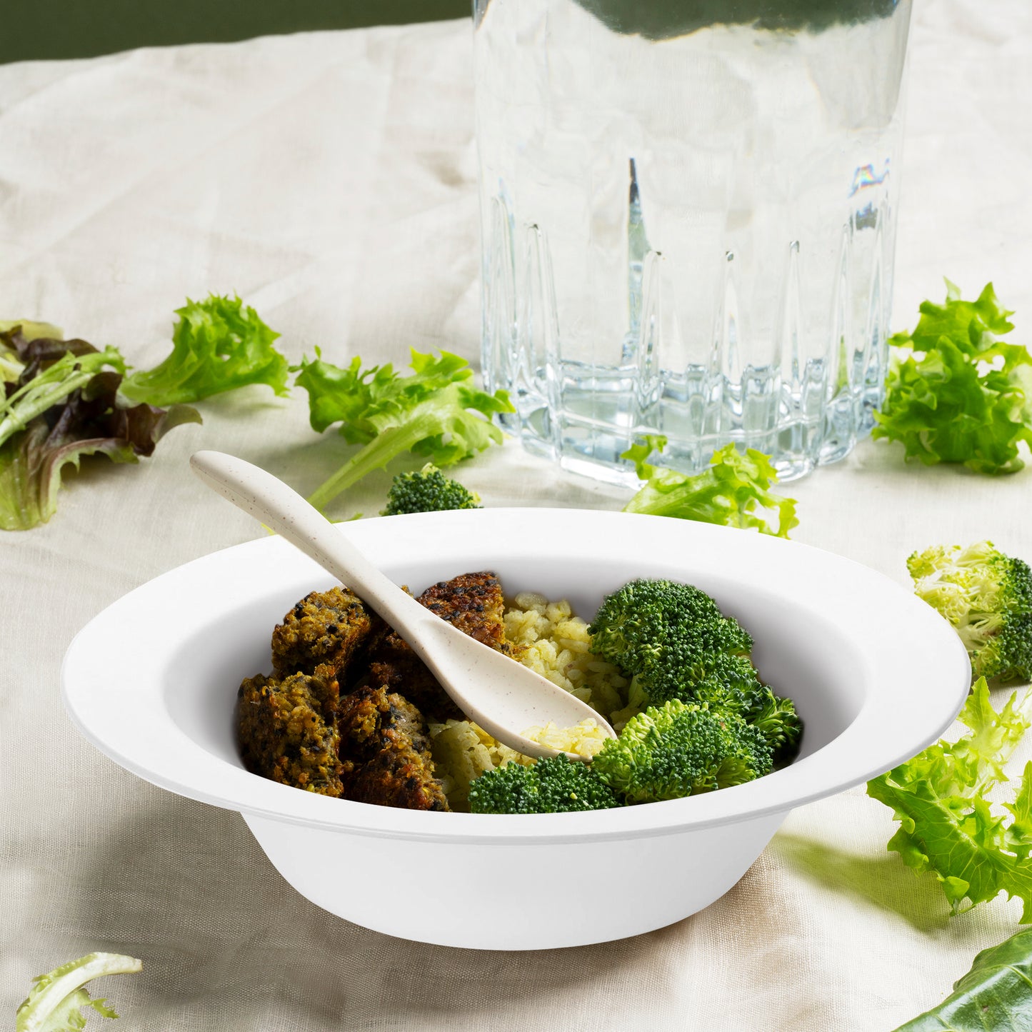 Solid White Edge Rim Round Plastic Soup Bowls (12 oz.)