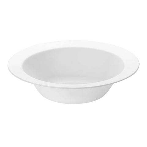 Solid White Edge Rim Round Disposable Plastic Soup Bowls (12 oz.) | The Kaya Collection