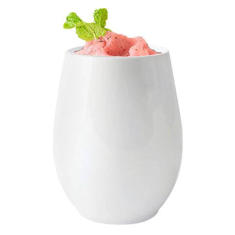 12 oz. White Elegant Stemless Disposable Plastic Wine Glasses