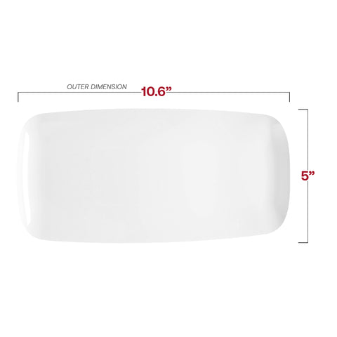 Solid White Flat Raised Edge Rectangular Plastic Plates (10.6