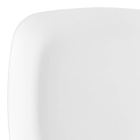 Solid White Flat Rounded Square Plastic Dinner Plates (10