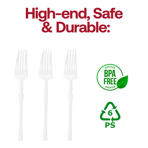 Solid White Moderno Disposable Plastic Dessert Forks