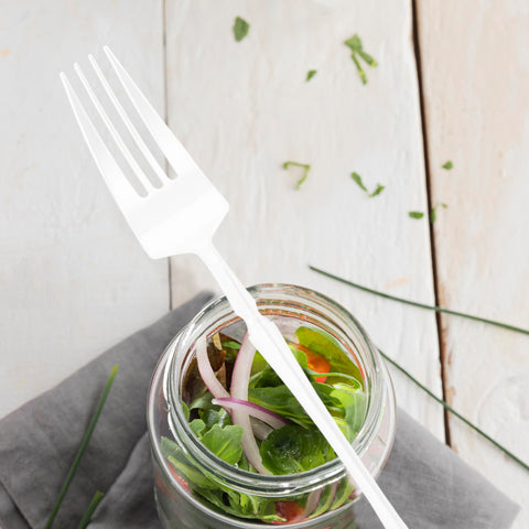 Solid White Moderno Disposable Plastic Dessert Forks