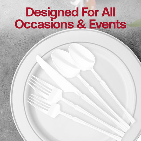 Solid White Moderno Disposable Plastic Dessert Spoons