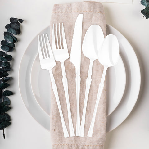 Solid White Moderno Disposable Plastic Dessert Spoons