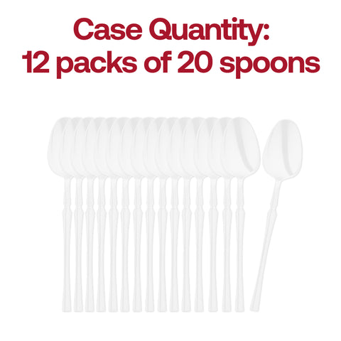 Solid White Moderno Disposable Plastic Dessert Spoons