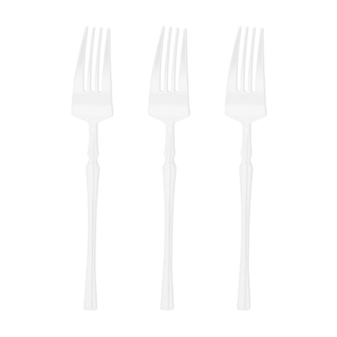 Solid White Moderno Disposable Plastic Dinner Forks